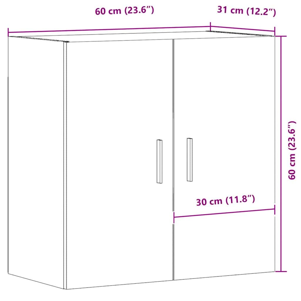 Wall Cabinet Artisan Oak 60x31x60 cm Engineered Wood